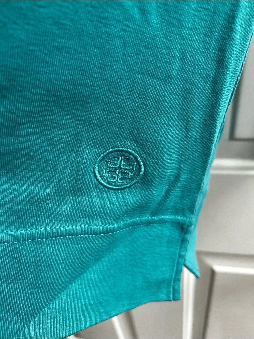 Tory Burch Teal 3/4 Sleeves Polo Top - Sz M- new
